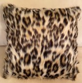 Sierkussen - Artificial Rabbit Leopard - Black En Brown - 50 Cm X 50 Cm