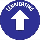 Eenrichting met pijl vloersticker, blauw 100 mm