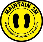Vloersticker 'Maintain 2 meters from others throughout the facility', 300 mm