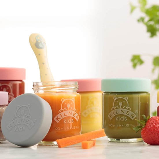 Kilner - Set van 6 voorraadpotten voor babyvoeding - Glas - Silicone deksels - 6 x 190 ml van Kilner — afbeelding 5