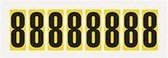 Cijfer stickers geel/zwart teksthoogte: 50 mm Cijfer 8