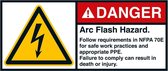 Danger Arc flash hazard sticker, ANSI, 2 per vel 45 x 100 mm