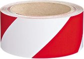 Signaaltape zonder laminaat breedte 75 mm Rood, wit