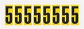 Cijfer stickers geel/zwart teksthoogte: 50 mm Cijfer 5