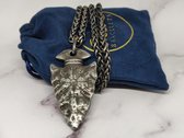 De mai | Collier Viking avec Arrow | collier pour homme / bijoux viking | Acier inoxydable / acier inoxydable 316L / acier chirurgical | Vegvisir / noir