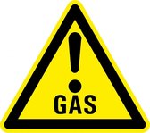 Waarschuwingssticker gas met uitroepteken 25 mm - 10 stuks per kaart
