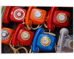 Forex - Gekleurde Telefoons met Draaischijf - 60x40cm Foto op Forex