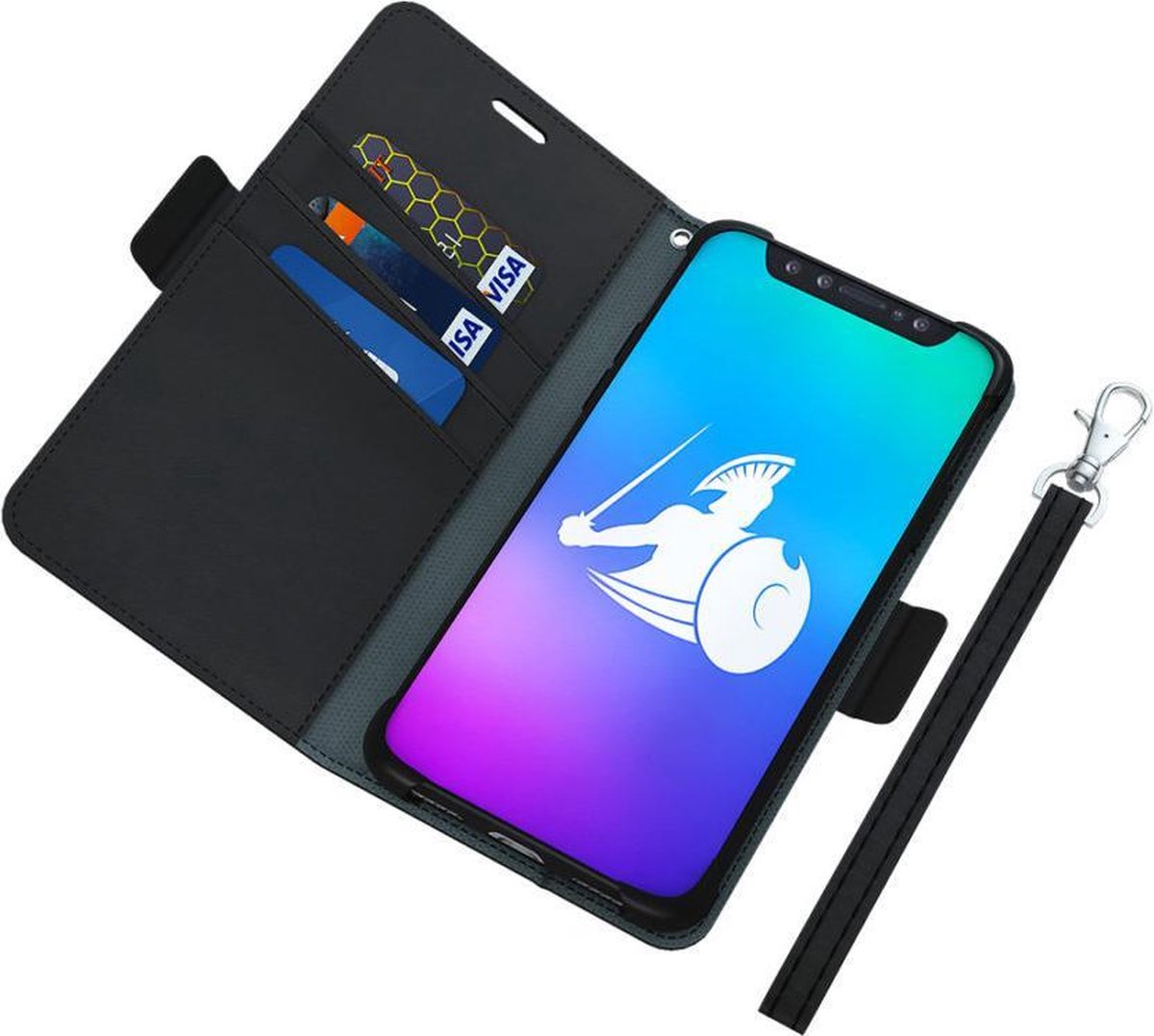 Defendershield Telefoonhoesje - Book Case - Geschikt Voor Apple IPhone 12 Mini - Zwart