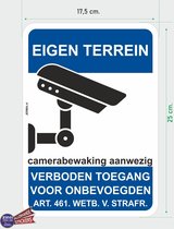 EIGEN TERREIN verboden toegang er is camerabewaking aanwezig sticker.