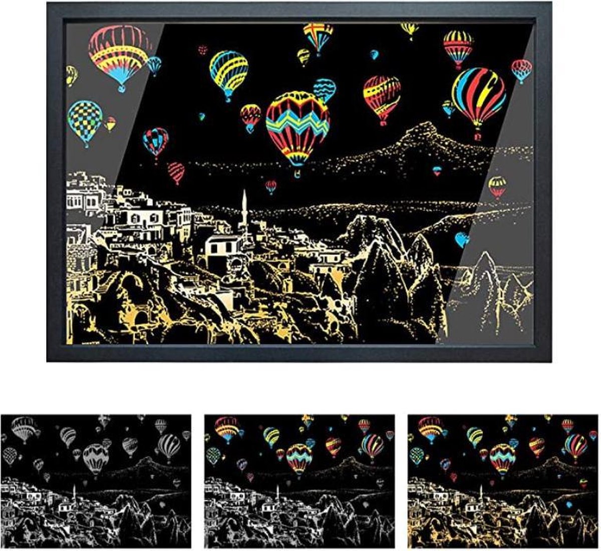 Scratch Art Volwassenen 41 x 28 cm Luchtballonnen Cappadocië Kras
