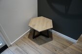 Hexagon salontafel kleur grijs 60cm met mat zwart onderstel