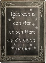 Tekstbord-(wens)kaart hout Iedereen is een ster en schitterd op zijn eigen manier