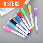 Bablue Whiteboard Stiften - Whiteboard Marker - 8 Stuks - met GRATIS Wisser - Verschillende Kleuren - Magnetische Markers Set - Stift Magnetisch en gekleurd - Stiften Kinderen - Stiften voor 