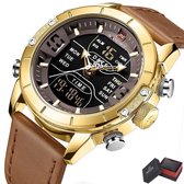 Naviforce® Horloges voor Mannen Herenhorloge Jongens Heren Watch Horloge – Valentijn Cadeautje voor Hem – Horlogebox Geschenkdoos –  Bruin Goud