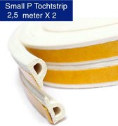 KD | Small P Tochtstrip | 2,5 meter X 2 | Water, vocht en wind werend | Wit Tochtband