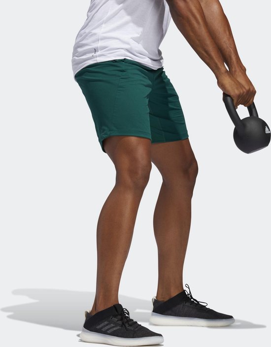 Groene Heren Jogger Short met Streep - Black-Leo.nl