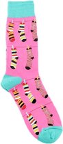 Sokken dames roze print sokken 36-41