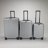 The Suitcase Society - Arctic Silver Waves Edition - Moderne 3-delige kofferset met 4 dubbele wielen
