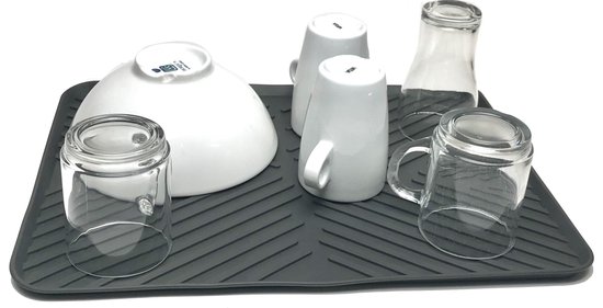 5Five – Afdruipmat – Droogmat - Afwas – Siliconen – siliconen mat  – Zwart  - 30cm bij 40cm