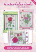 Window colour cards set Roses