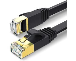 ValeDelucs Internetkabel 10 meter - CAT7 STP Ethernet Platte kabel RJ45 - Patchkabel LAN Cable Netwerkkabel - Zwart