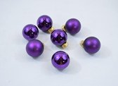 Set van 7 mini kerstballen: Ø 3 cm: glas, mat en glans paars