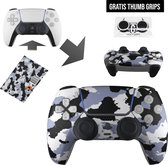 Foxx decals - PS5 controller sticker - PS5 skin - Camo - zwart wit grijs - met gratis thumb grips