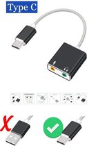 USB-C / Type-C naar Jack 3.5mm koptelefoon microfoon geluid kaart - USB C audio adapter KLEUR ZWART