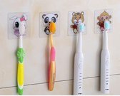 Tandenborstelhouder - Set van 4 - Panda - Beer - Aap - Konijn - Met Plakstrip - Stipco
