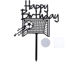 Taart topper voetbal - herbruikbaar - happy birthday - verjaardag - voetbal