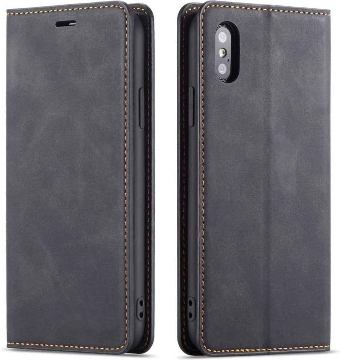 Geschikt voor Apple iPhone X - XS Bookcase | Zwart | Pasjeshouder | Portemonnee hoesje