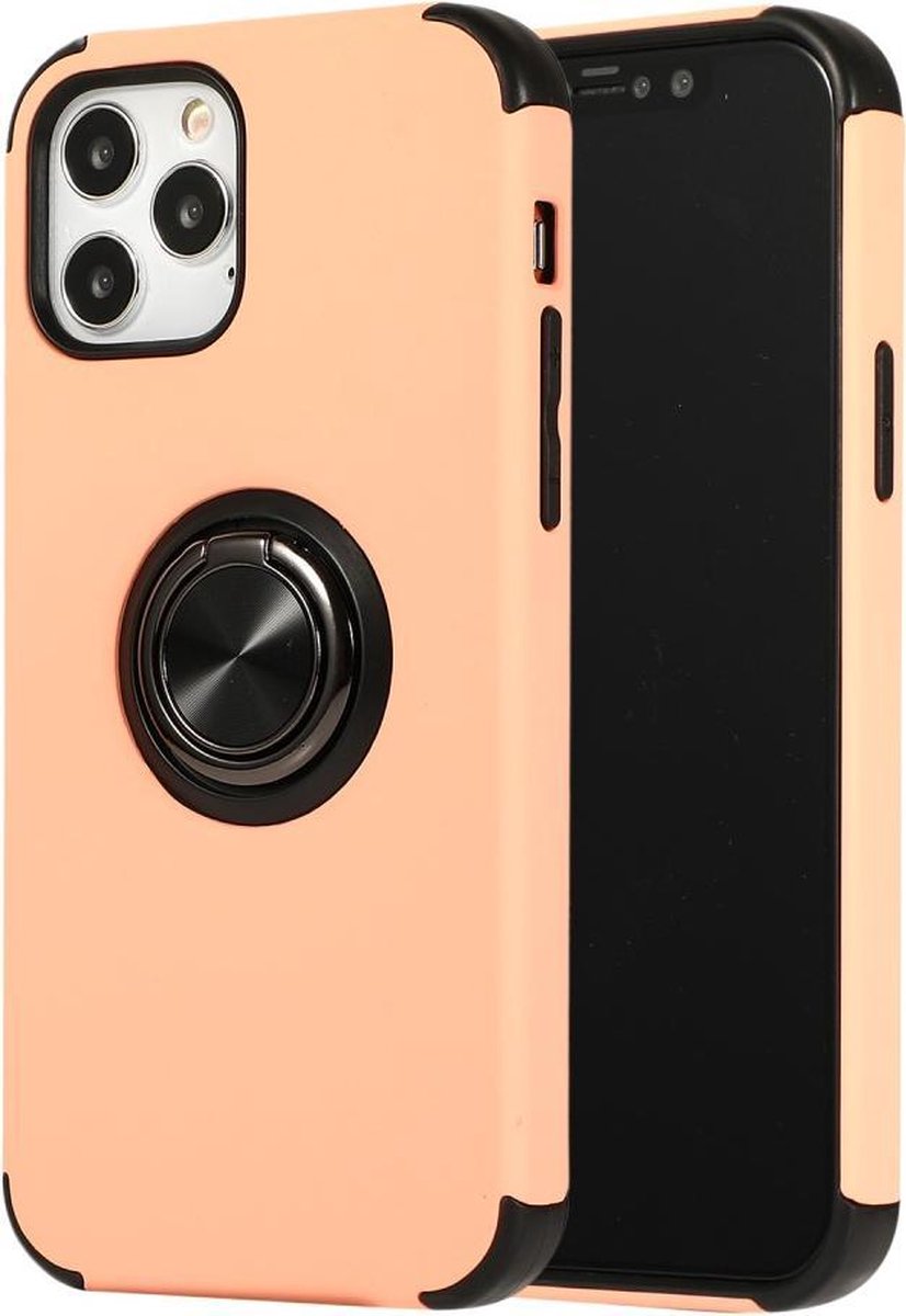 Hoes met vingerring iPhone 12 / iPhone 12 Pro - roze