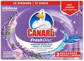 WC-Eend / WC-Ente / WC Canard / Toilettes Duck Fresh Disc Lavande, pack de recharge - 2 recharges avec 12 cubes de gel - Pack avantage
