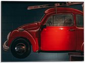 Dibond - Muurschildering van Rode Auto - 40x30cm Foto op Aluminium (Wanddecoratie van metaal)