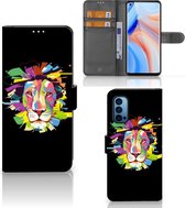 GSM Hoesje OPPO Reno 4 Pro 5G Book Cover Lion Color