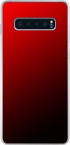 Samsung Galaxy S10+ - Smart cover - Zwart Rood - Transparante zijkanten