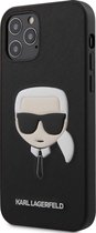 Zwart hoesje van Karl Lagerfeld - Backcover - iPhone 12 - 12 Pro - Saffiano Head