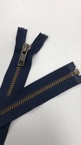 YKK rits, Deelbaar oud messing 60 cm donkerblauw
