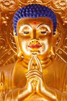 Lenks Diamond painting gouden buddha 40 X 50cm ronde steentjes full paint Diamond Paint