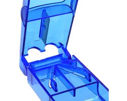 pillensnijder met pillendoosje | pillensplitter met medicijndoos | pillensplijter | pill cutter | tabletsplitter | pillensplitter | pillen snijder | splitter met bewaardoosje - PVC- blauw - handig om mee te nemen