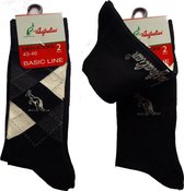 4 paar sokken. Socks Australian zwart en geruit. Maat 43-46