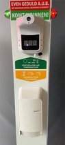 Zuil met desinfectie dispenser, thermometer en rode en groene  verlichting