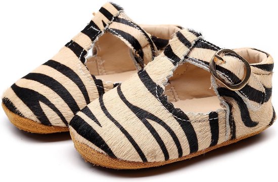 Supercute chaussures pour enfants en cuir marron avec imprimé animal zèbre 6 à 12 mois taille 20/21