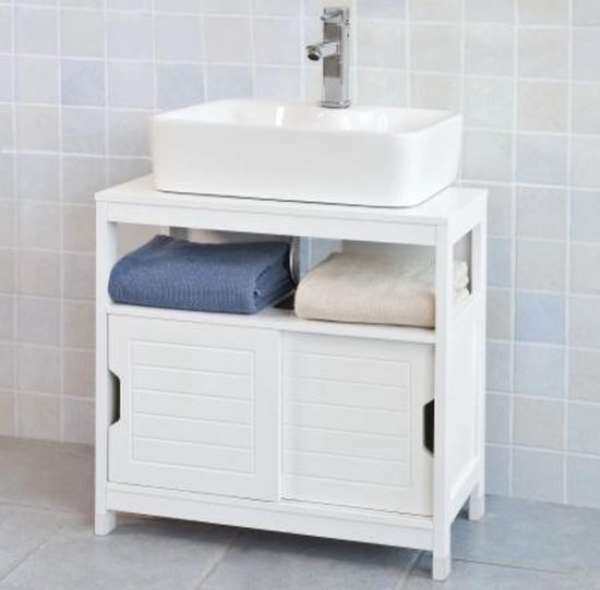 Badkamerkast - wit - badkamer kast - wastafel onderkast - badkamerkastje  -... | bol.com