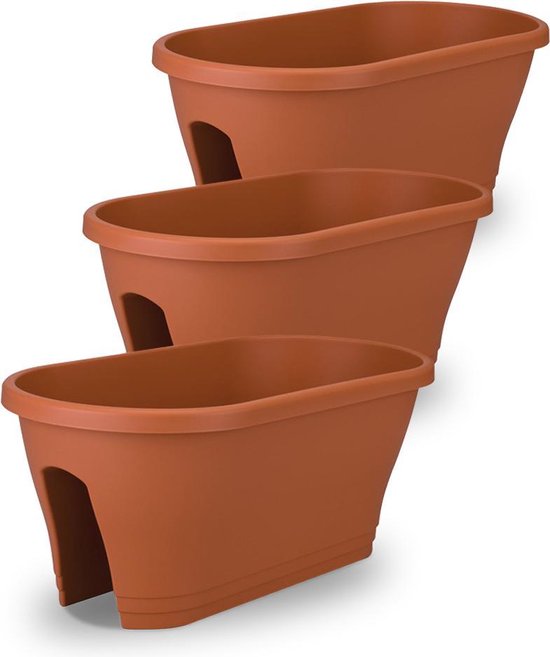 ELHO CORSICA Flower Bridge 58 cm lange balkonbakken 3 stuks Terra