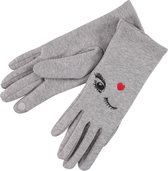 About Accessories - Warme winter dames handschoenen met hartjes - Grijs