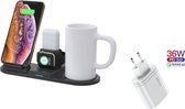 DrPhone ALLINX Heat - 4 in 1 Draadloze Oplader - Smartphone Dock lader + Koffie / Thee Verwarmer  - Geschikt Voor iOS iPhone Smartwatch / iOS Smartwatch en Oordoppen - Mobiele lade