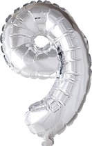 Folieballon , 9, H: 41 cm, zilver, 1 stuk