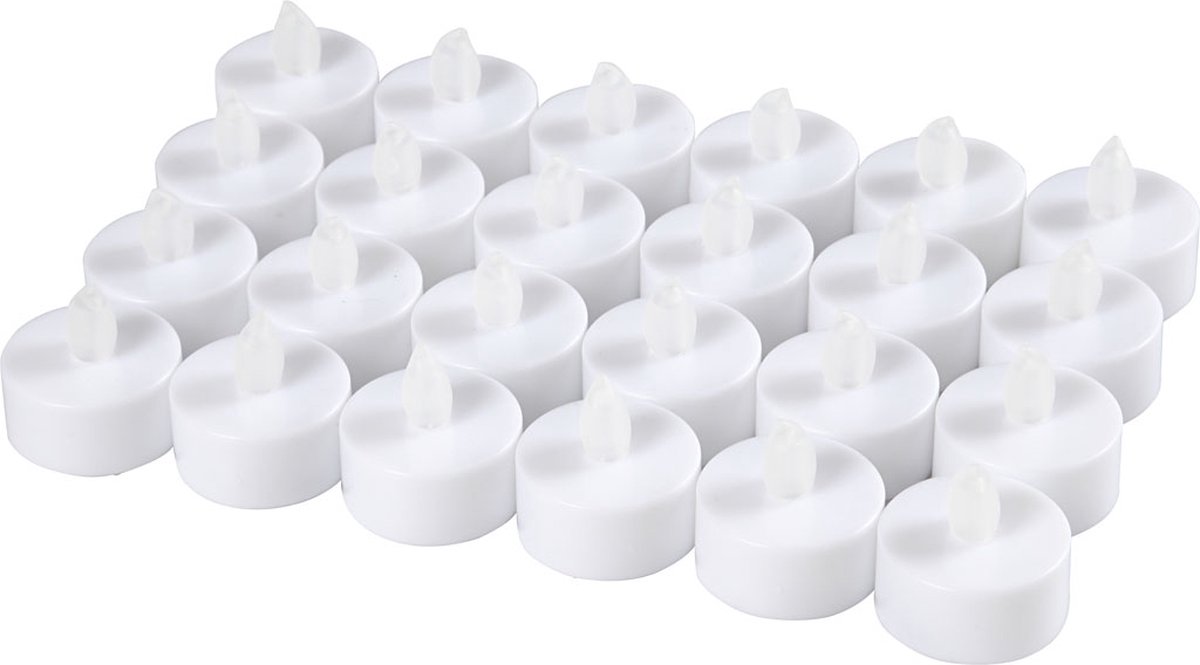 Bougies chauffe-plat LED, blanc, H: 35 mm, d 38 mm, 24 pièce/ 1 Pq. 