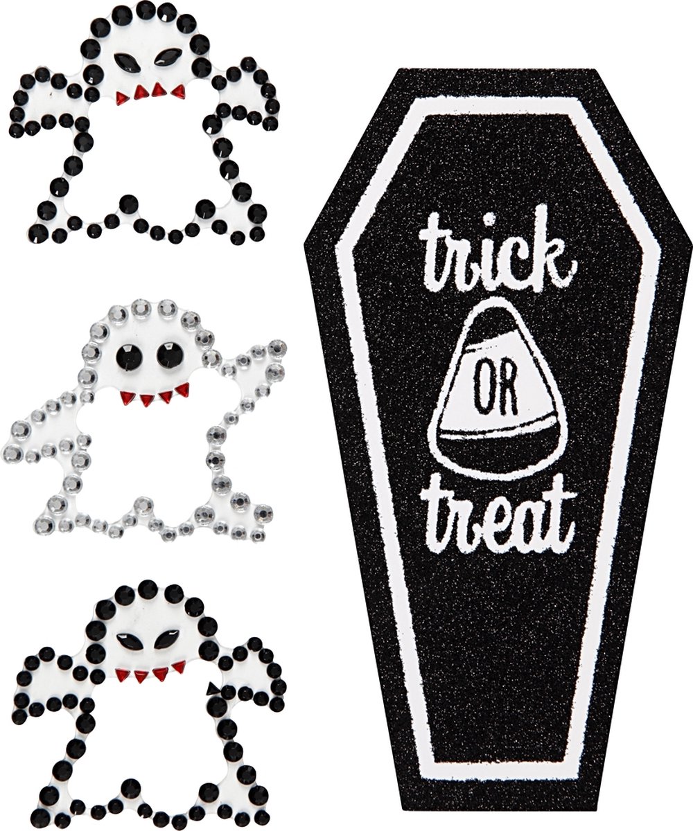 PacklinQ Stickers met strasstenen spoken en kist 14x17 cm 1 vel